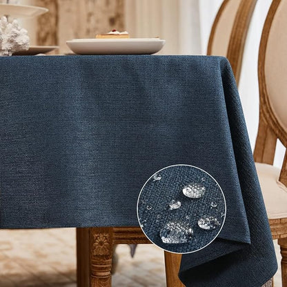 BALCONY & FALCON Square Tablecloth Washable Wrinkle Resistant and Water Proof Small Table Cloth Decorative Linen Fabric Tablecloth for Dining Parties Kitchen Wedding and Outdoor Use (Navy Blue, 47x47)