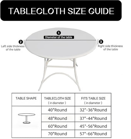 Walrus Round Vinyl Fitted Tablecloth with Flannel Backing Elastic Edge Design Table Cover Waterproof Oil-Proof PVC Table Cloth Stain-Resistant Best for 32"-36" Round
