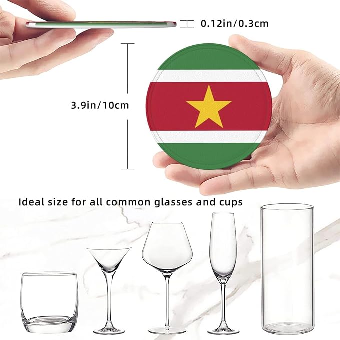 6 Pack Surinam Flag Leather Coaster - Image 4