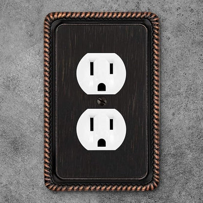 Henne Bery Rope Edge Decorative Wall Plate Switch Plate Outlet Cover (Single Duplex, 3 Pack, Aged Bronze)