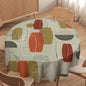 Retro Medieval Bohemian Round Tablecloth, Modern Mid Century Geometric Abstract Print Tablecloth for Home Party Dining Room Kitchen Decor 60Inch(152cm)