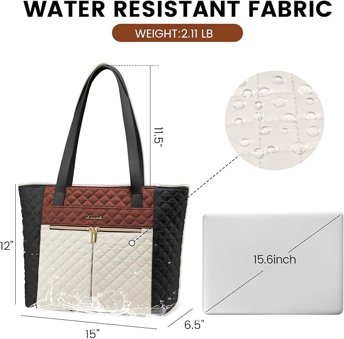LOVEVOOK Laptop Bag for Women 15.6 inch, Diamond Quilted Work Tote Bags Womens - Image 4