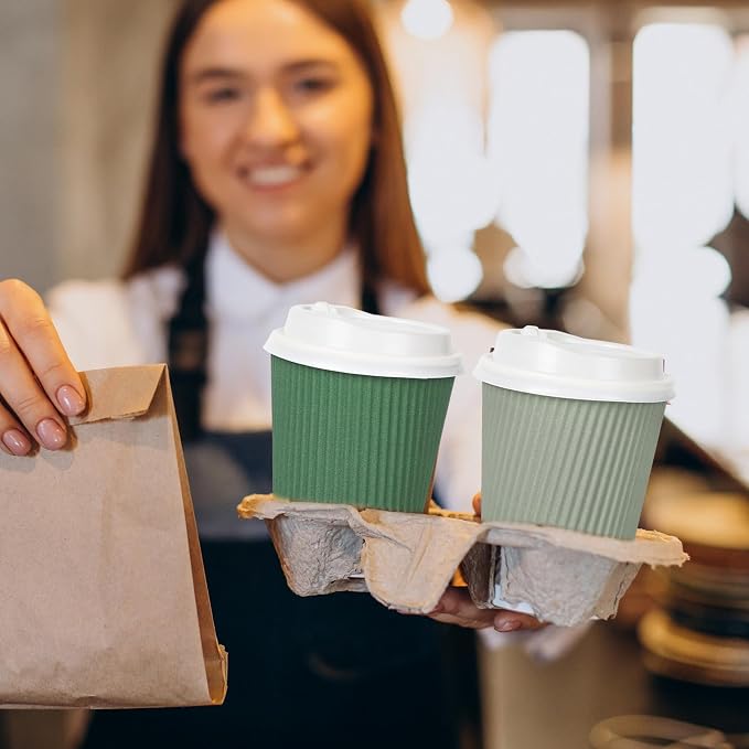 Whaline 100Pcs Sage Green Disposable Coffee Cups - Image 6
