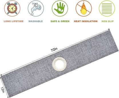 GIVERARE Table Runner, 12x72in Heat-Resistant Woven Vinyl Long Tabletop - Image 2