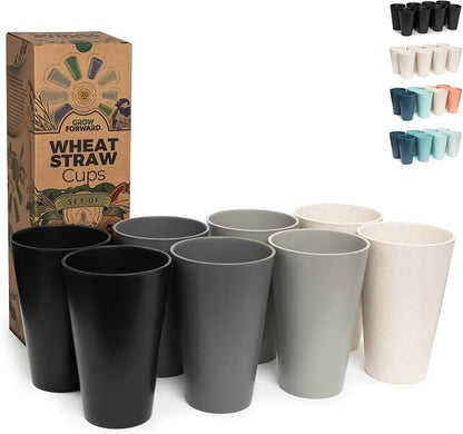 Grow Forward Premium Wheat Straw Cups - 20 oz Unbreakable BPA Free Hard Plastic by GrowForward