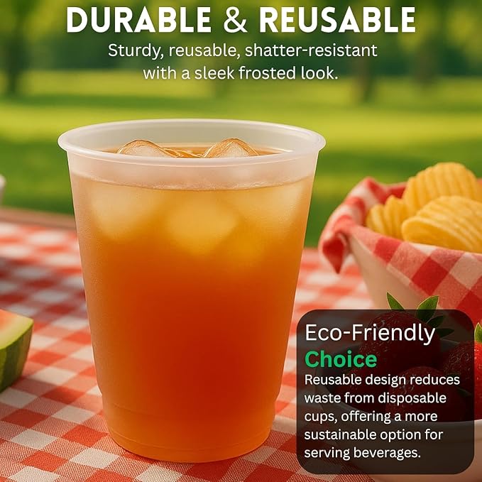 Concession Essentials 12oz Frost Flex Plastic Cups – 500 Pack – Shatterproof - Image 3