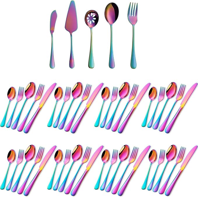 Rainbow Silverware Set Flatware Cutlery by VANDBAO