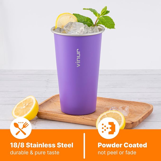 Stainless Steel Cups-20 oz Colorful Stackable Metal Drinking Glasses 4 Pcs | 20 - Image 2