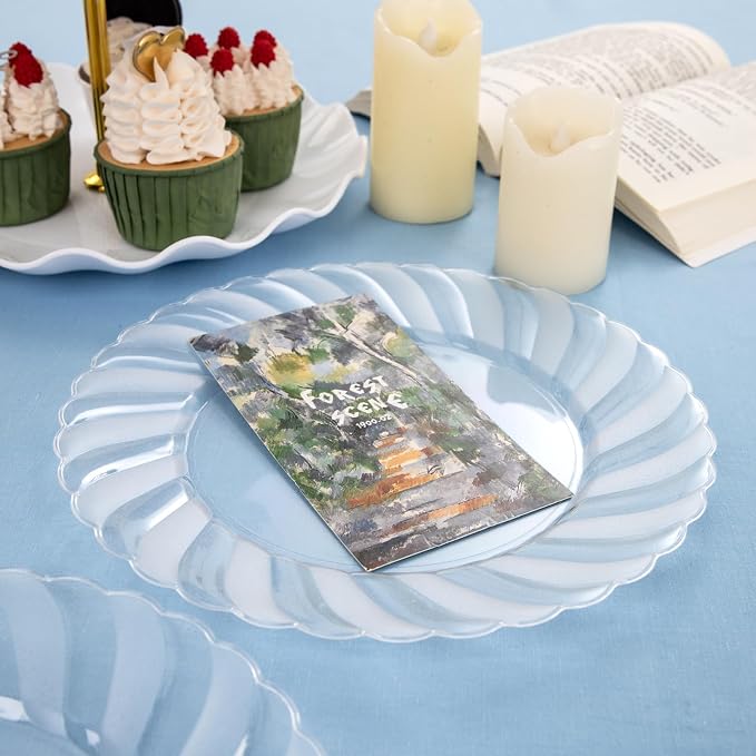 U-QE 60 Pieces Clear Plastic Plates - Image 7