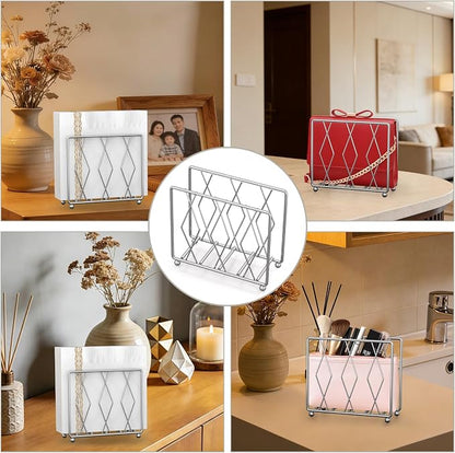 Large Silver Metal Napkin Holder - Image 5