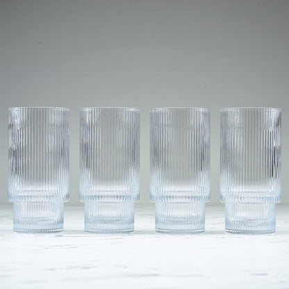 Greenline Goods Ripple Drinking Glasses - 12 oz Modern Kitchen Glassware Set - Image 3
