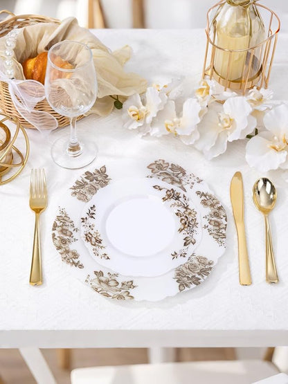 20PCS Brown Plastic Plates - Image 8