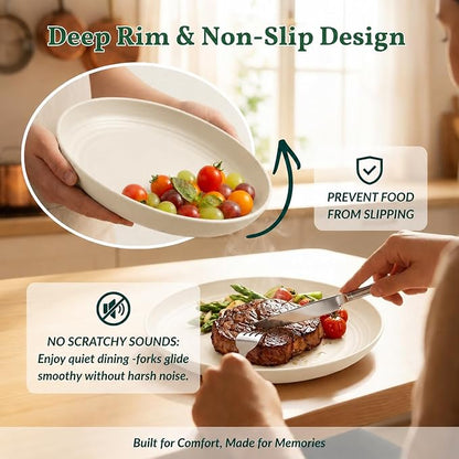 Wheat Straw Dinner Plates Set of 8, Unbreakable, Dishwasher & Microwave Safe - Image 4