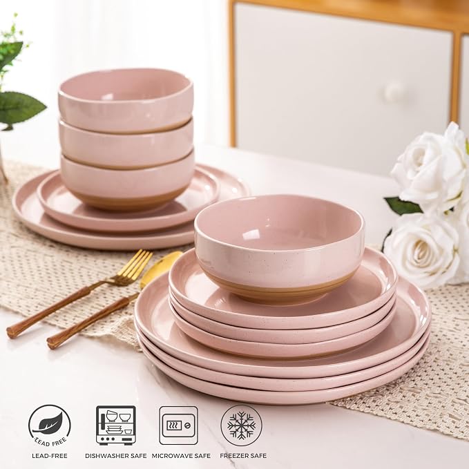 AmorArc Dinnerware Sets for 8, 24 Pieces Ceramic Plates and Bowls Set | Scratch - Image 5