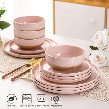 AmorArc Dinnerware Sets for 8, 24 Pieces Ceramic Plates and Bowls Set | Scratch - Image 5