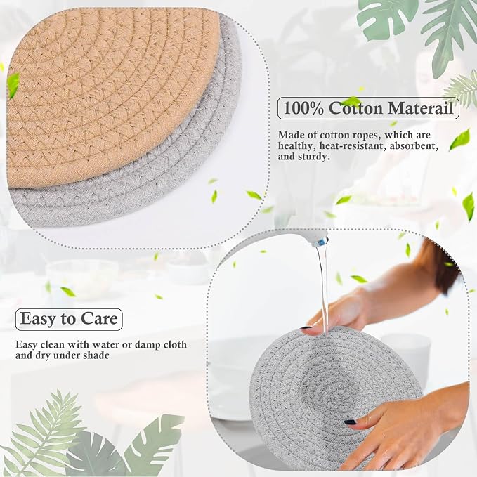 Billbotk 7" Trivets for Dishes, Pots and Pans, 4 Heat Resistant Hot Pads - Image 3