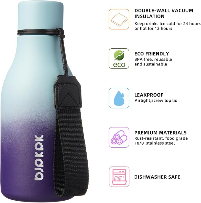 BJPKPK 12oz Insulated Water Bottle, Stainless Steel Bottle - Image 2