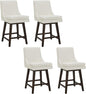 CHITA Counter Height Swivel Bar Stools Set of 4, FSC Certified Upholstered Faux Leather Barstool Chairs with Back, 26.8" H Seat Height, PU Leather in Pure White
