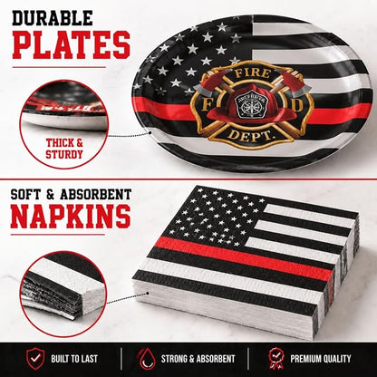 Firefighter Thin Red Line Party Set-16 Guests-Plates & Napkins-Havercamp | - Image 5