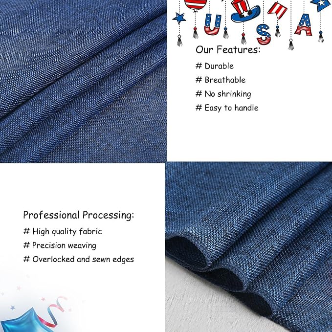 Navy Blue Table Runners 13x108 inches 2 Pieces Burlap 4th of July Runner | - Image 3