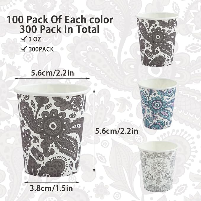 Clawsoff 300 Pack 3 oz Paper Cups Small Disposable Mouthwash Bathroom Cups | - Image 2