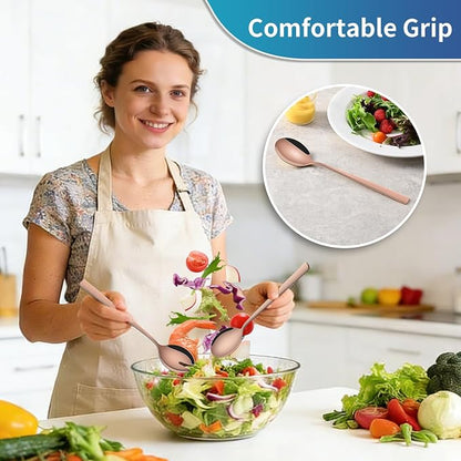 Rose Gold Salad Serving Utensils Set, 9.4 Inch Stainless Steel Salad Serving - Image 4