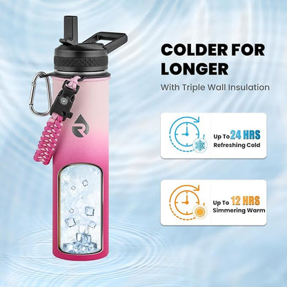RAYMYLO Insulated Water Bottle 24 oz, Triple Wall Vacuum Stainless Steel | - Image 2