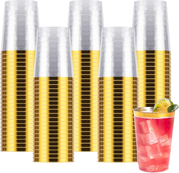 Goodluck 100PCS 10oz Gold Plastic Cups by GoodLuck