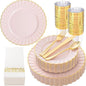 YOUBET 175PCS Pink Scalloped Plastic Plates by YOUBET