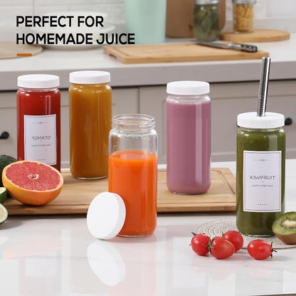 12 PACK, 16 OZ Glass Juice Bottles - Image 4