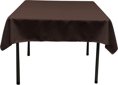 LA Linen Polyester Poplin Washable Square Tablecloth, Stain and Wrinkle Resistant Square Table Cover 52x52, Fabric Table Cloth Square for Dining, Kitchen, Party, Holiday 52 by 52-Inch, Brown