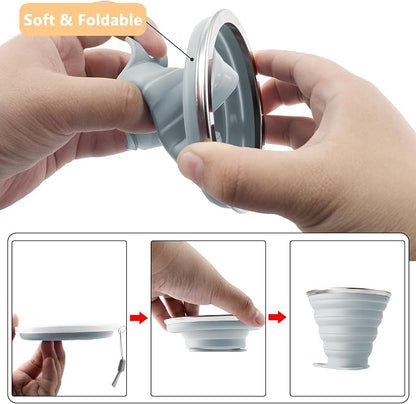 Litoexpe 4 Pack Silica gel Collapsible Travel Cup 270ml, Style 2 | Mint Green & - Image 3