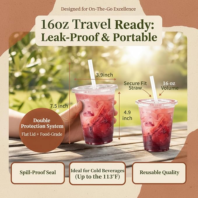 110 Pack 16 oz Disposable Clear Plastic Cups - Image 4
