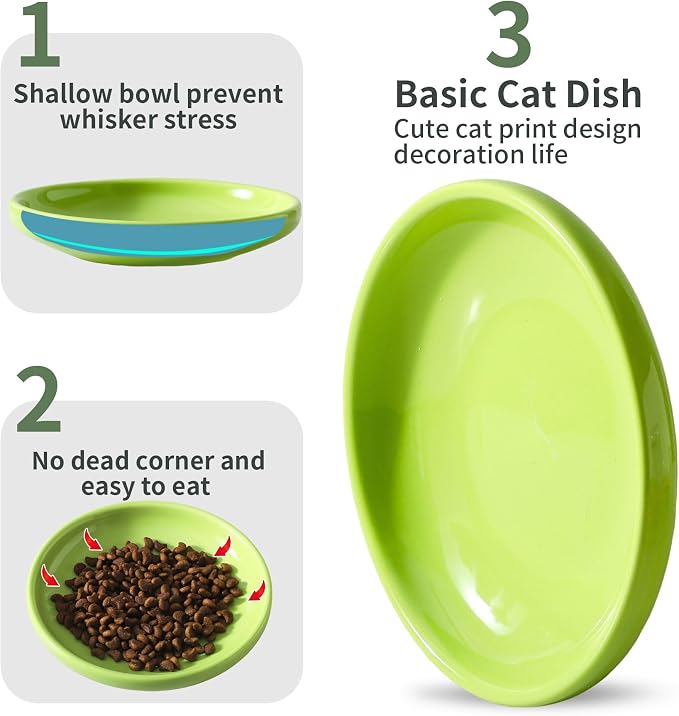 3 PCS Ceramic Cat Bowls, 5.5 in Pet Food Bowl Cat Dishes - Image 3