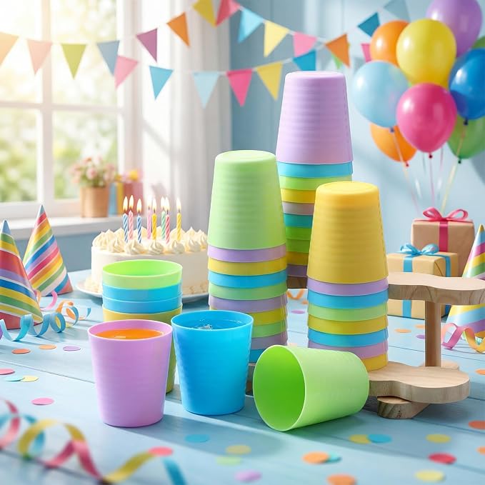 Eccliy 36 Pcs Kids Cups Bulk, 8 oz Plastic Toddler Drinking Cups Unbreakable - Image 2