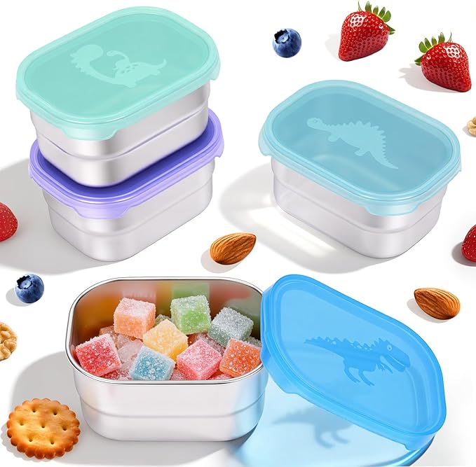 4×8oz Small Stainless Steel Snack Containers by Tanjiae