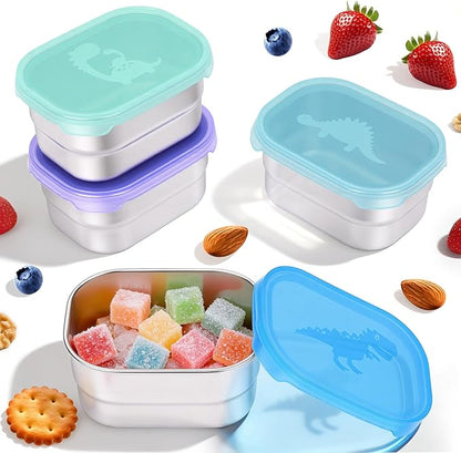 4×8oz Small Stainless Steel Snack Containers by Tanjiae