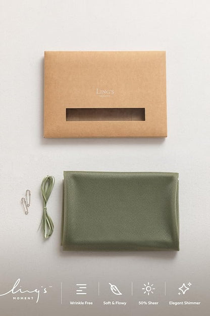 Ling's Moment 14Ft Sage Green Table Runner, Wedding Chiffon Table Runners | - Image 7