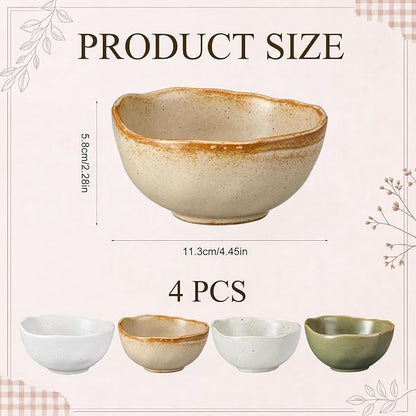 8 oz Set of 4 Ceramic Small Bowls, Cereal Bowls - Image 2