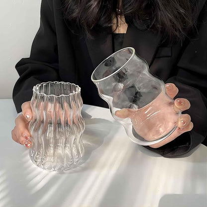 2 Pcs Ribbed Glass Cups 18 Oz Vintage Drinking Glassware Ripple Cocktail Glasses - Image 4