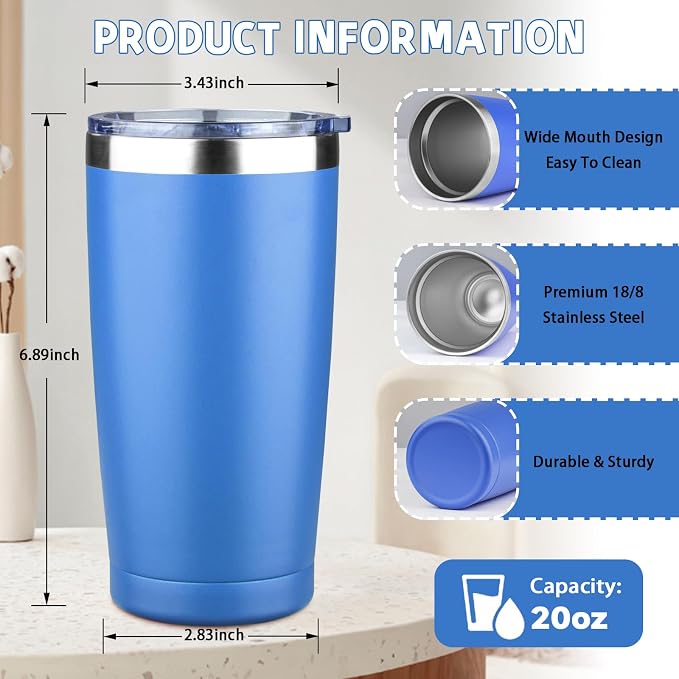 20 oz Tumbler with Lids and Straws, Stainless Steel Insulated Coffee Tumbler - Image 2