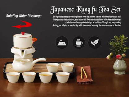 Japanese tea set with Infuser Semi Automatic Tea Set Magic Teapot with 6 cups - Image 2