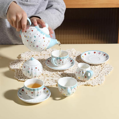 Sweejar Porcelain Tea Set for Little Girls, Kitchen Toys Tea Party Set for Kids - Image 3