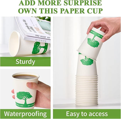 Vplus 270 Pack Compostable Paper Cups, 12 oz Paper Coffee Cups | Biodegradable - Image 6