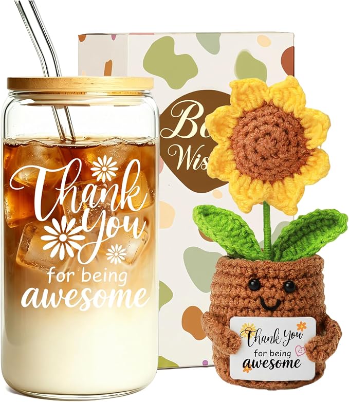 MUJUZE Thank You Gifts for Women, Thank You Glass Cups for Friends, Bestie | by MUJUZE