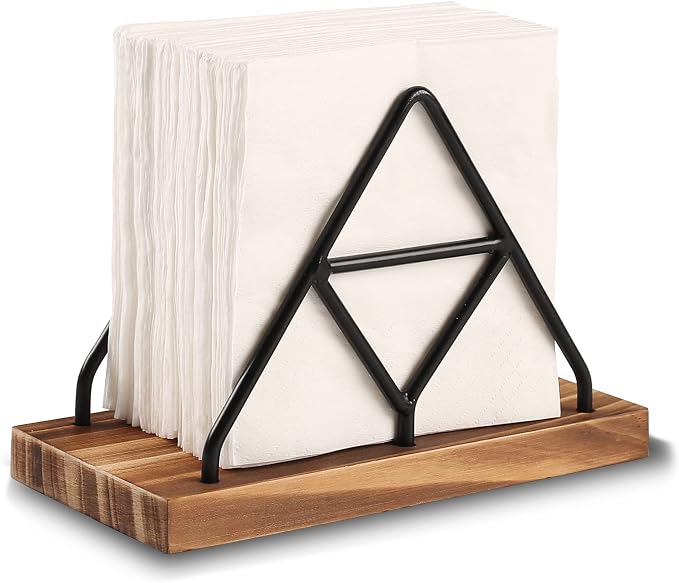 Wooden Napkin Storage, 1 Pack Black Table Napkin Holder by PandaRoad