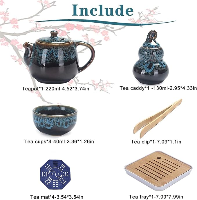 Chinese Kongfu Tea Set, Portable Porcelain Travel Tea Set - Image 7