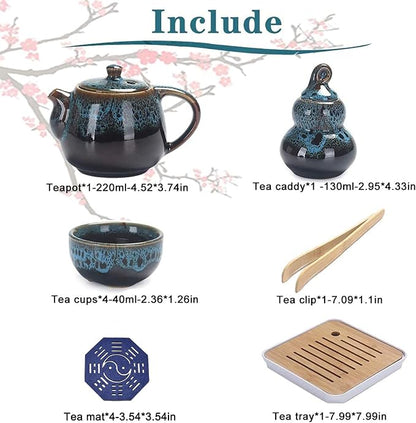 Chinese Kongfu Tea Set, Portable Porcelain Travel Tea Set - Image 7