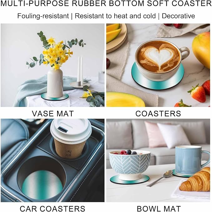 Ombre Teal Green Coasters Set of 2, Modern Minimalist Geometric Gradient Color - Image 6