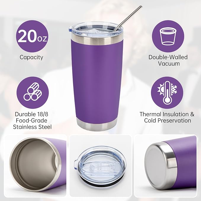 IEOVIEE 32 Pack 20oz Stainless Steel Insulated Bulk Tumblers - Image 5